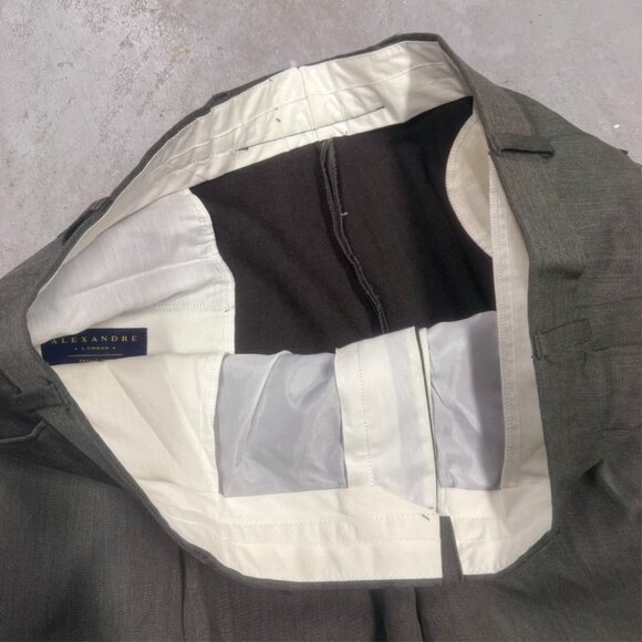 Alexandre of London Savile Row Dress Pants Wool Trousers Pleated Brown 40x31 - Picture 3 of 9